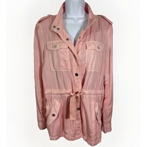 Loft Jacket Sz S distressed pink Utility Cargo Military Lyocell Barbiecore
